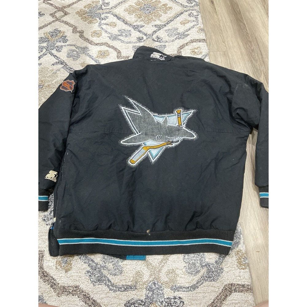 VINTAGE 90's SAN JOSE SHARKS STARTER PARKA JACKET RARE NHL HOCKEY SZ LARGE SJ